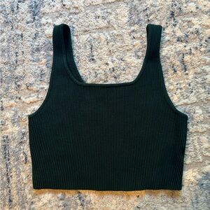 House of Harlow Women’s Large Forest Green Cropped Ribbed Tank